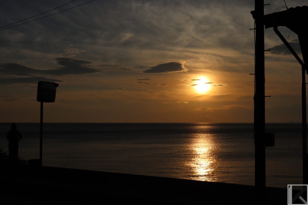 下灘駅から撮影した夕陽